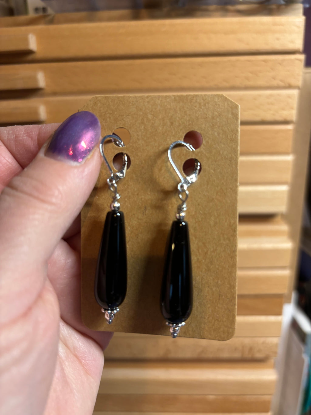 Onyx Gemstone Drop Earrings