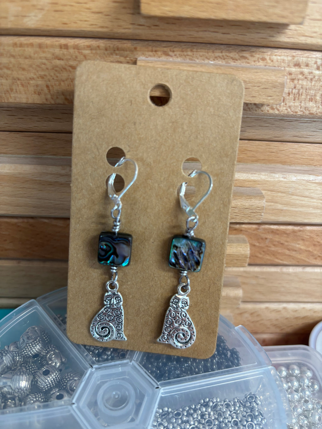 Cats with Abalone Earrings