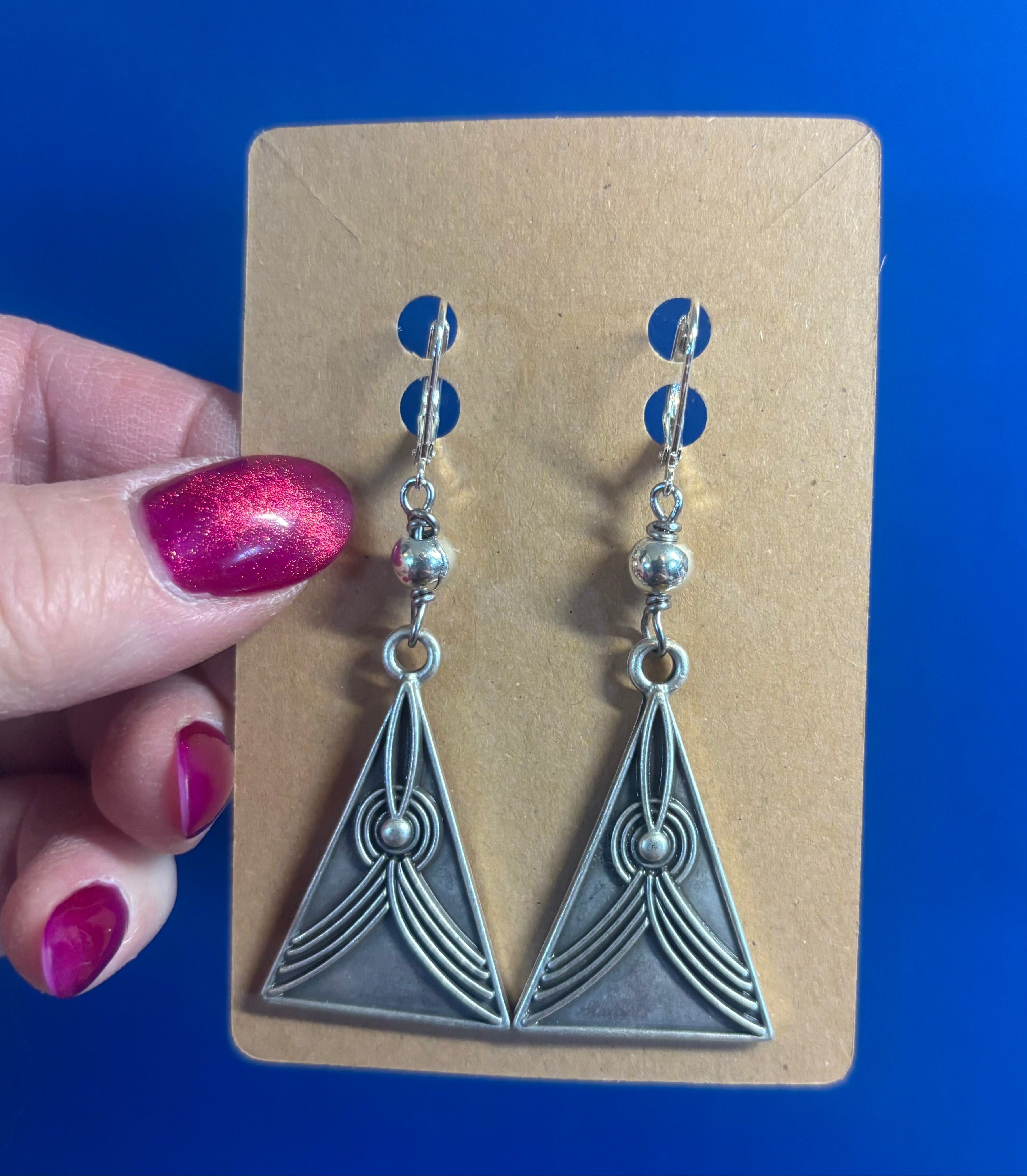 Art Deco Style Triangle Drop Earrings