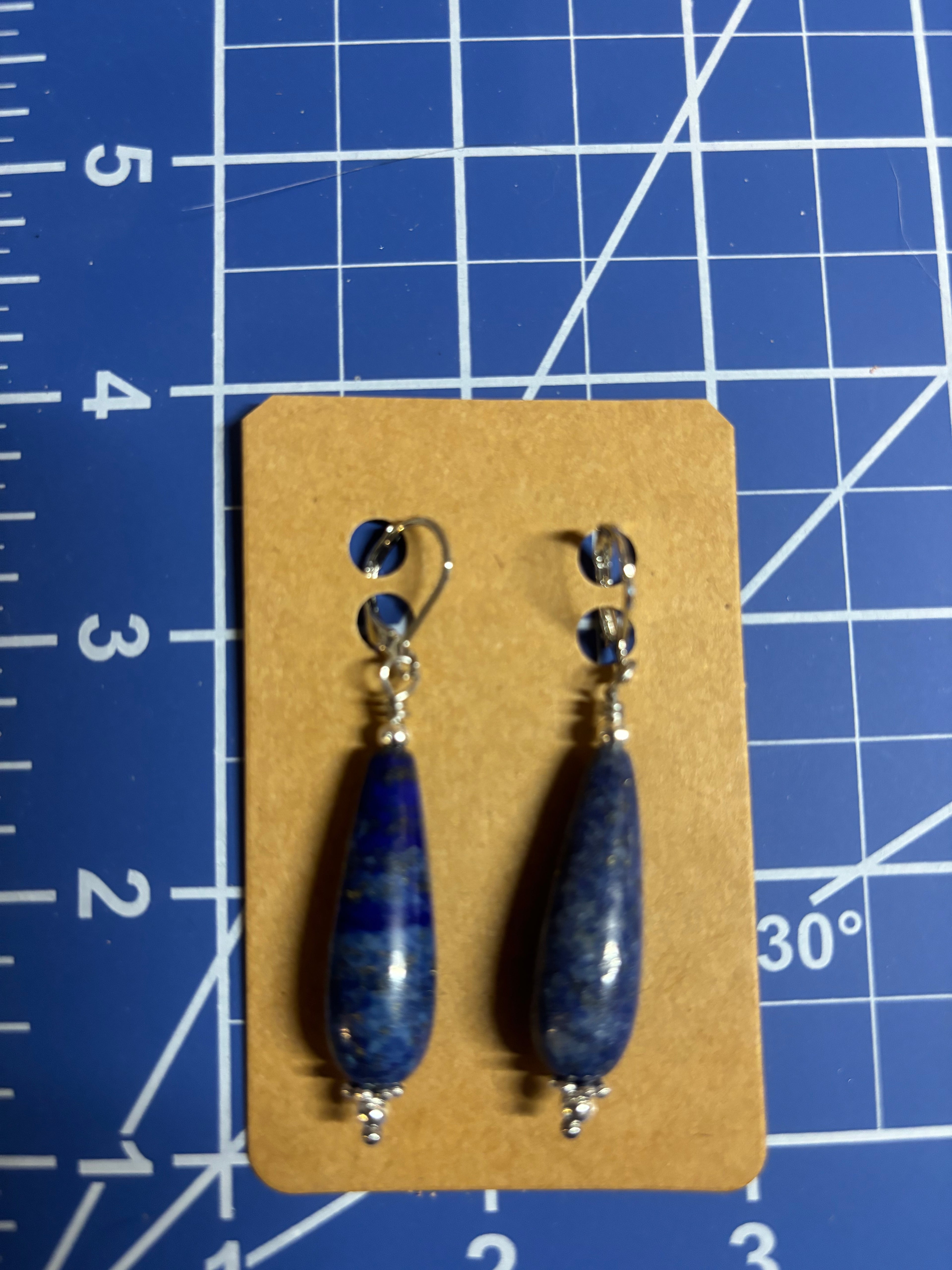 Natural Lapis Gemstone Drop Earrings
