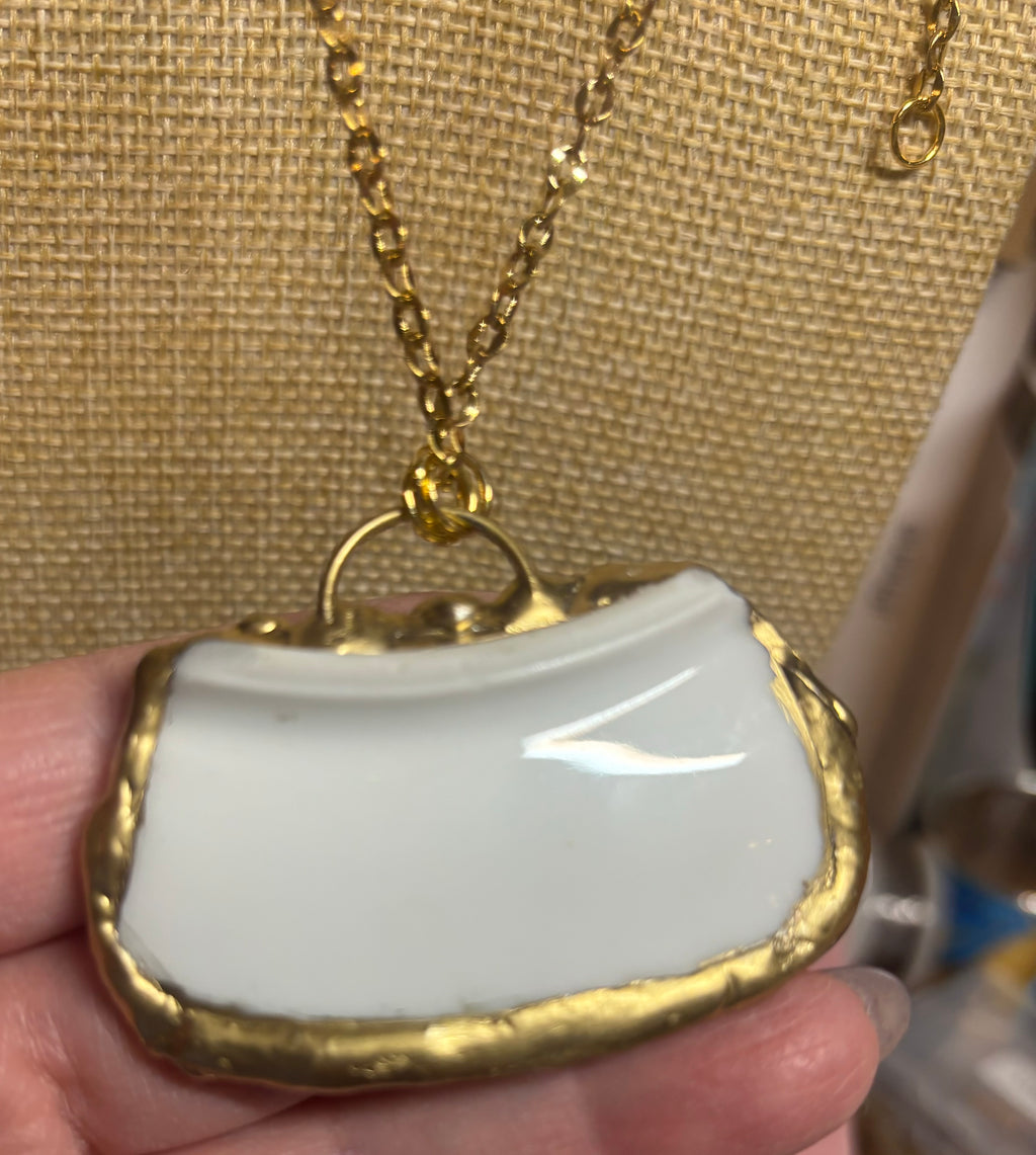 Antique Porcelain Pendant Necklace
