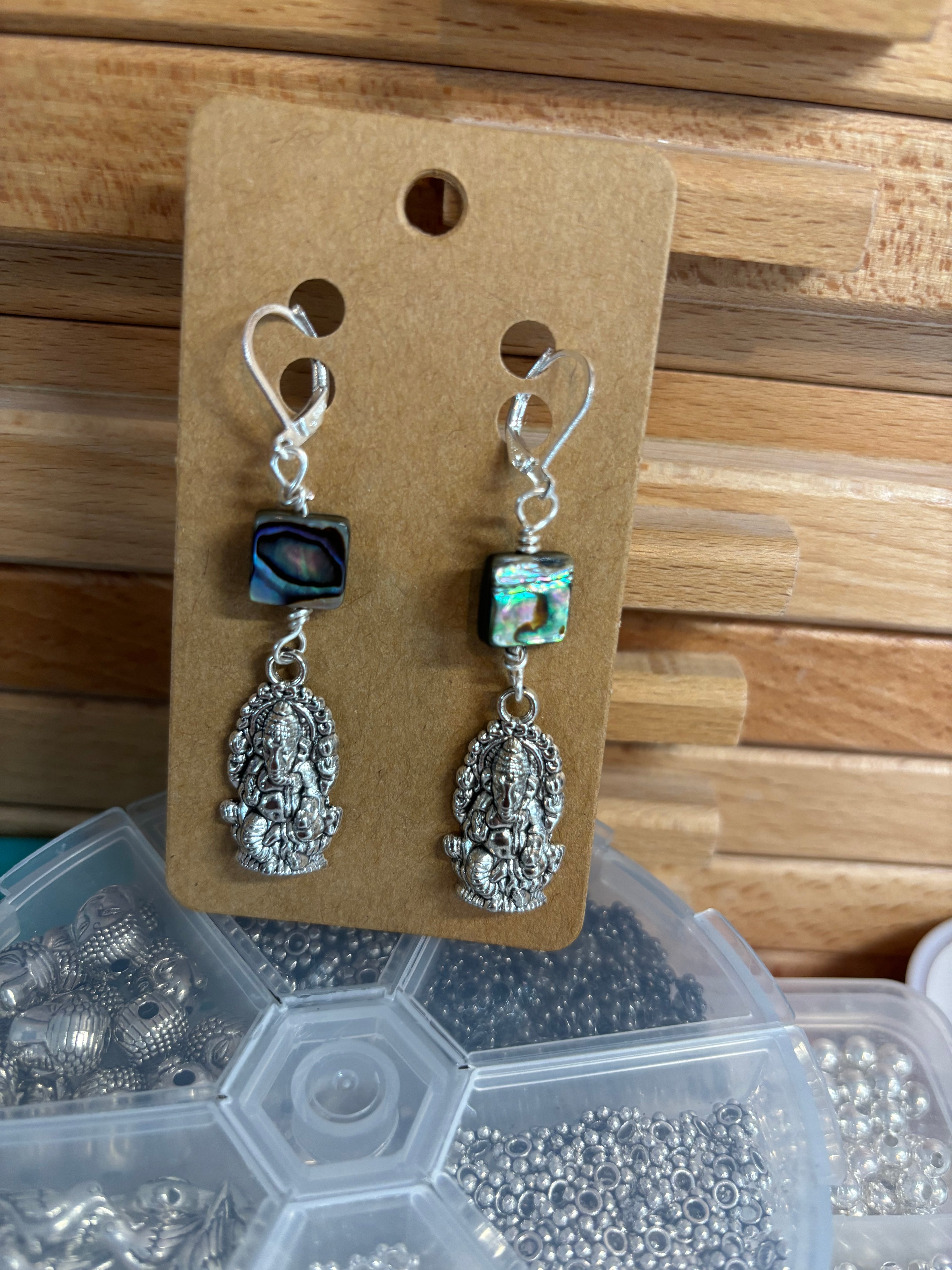 Ganesh and Abalone Earrings
